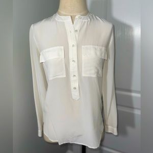 Banana Republic Silk Long sleeve Popover blouse.
